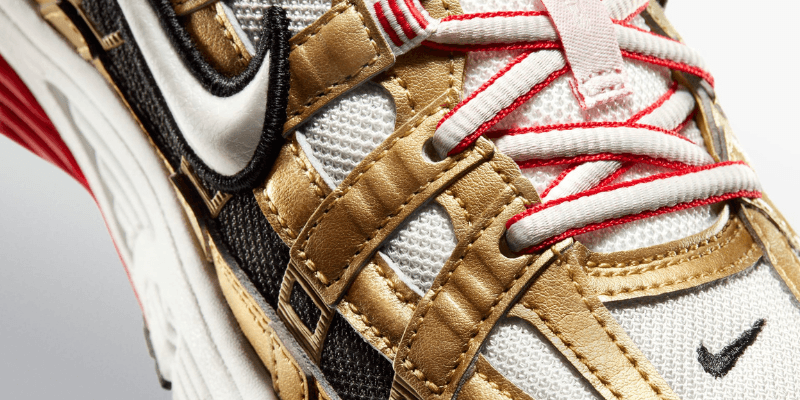 Nike P-6000 close up gold and white