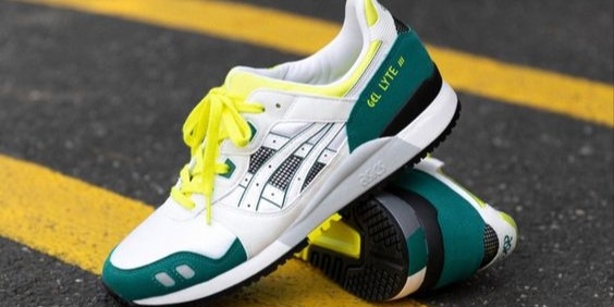 White, Green and Yellow ASICS Gel Lyte III