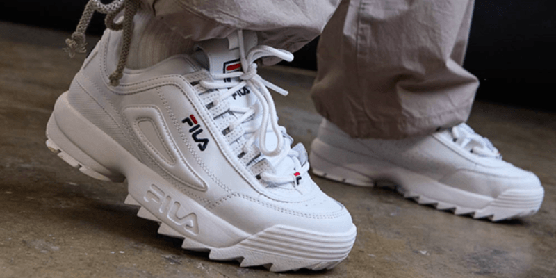 FILA Disruptor white on feet