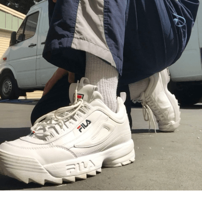 FILA Disruptor white men on feet