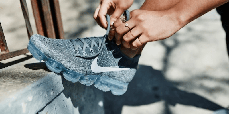 Nike Air VaporMax grey on women's feet