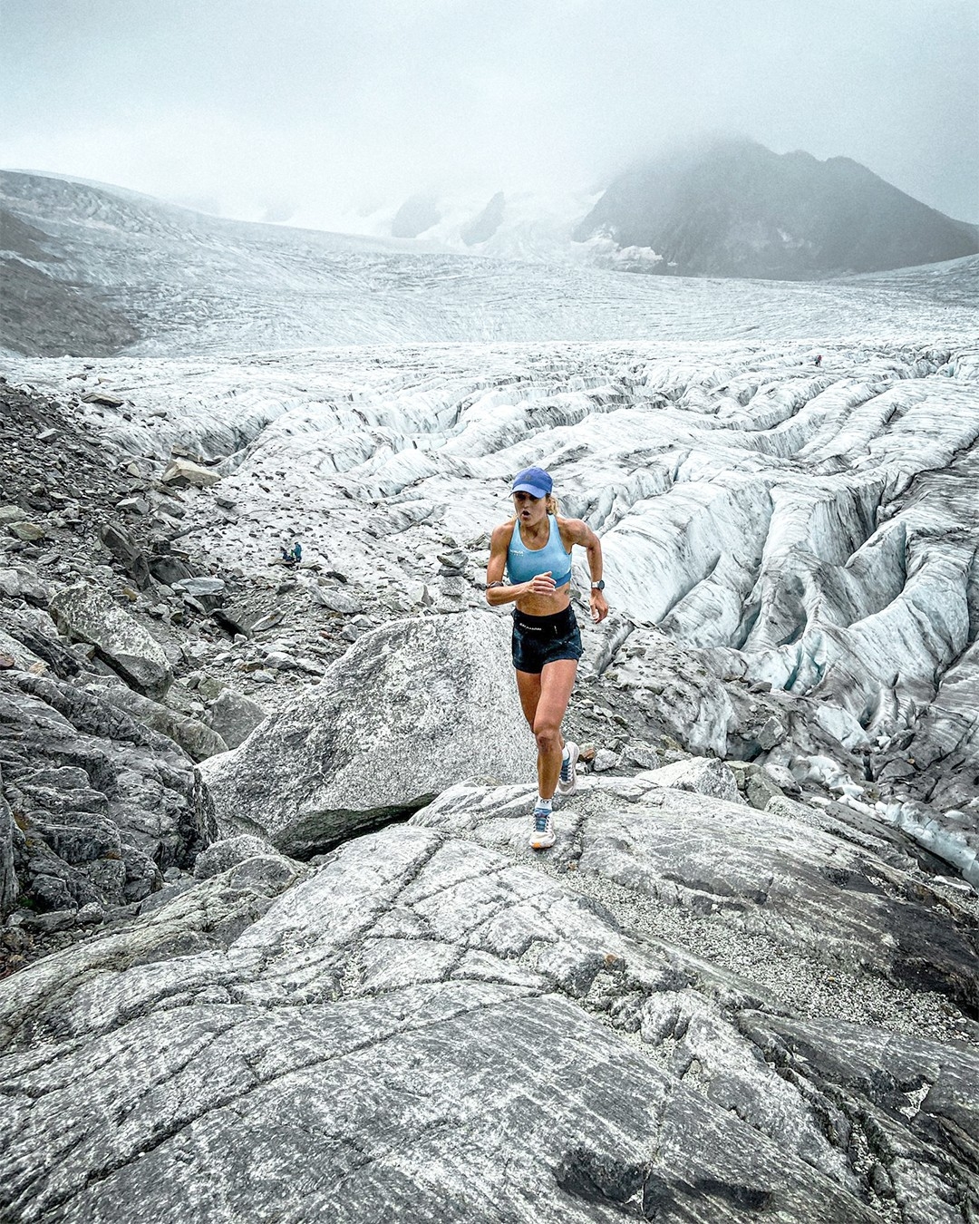 Woman running in mountains