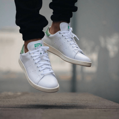 adidas Stan Smith white and green on men's feet