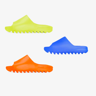 adidas Yeezy Slides neon green and bright blue