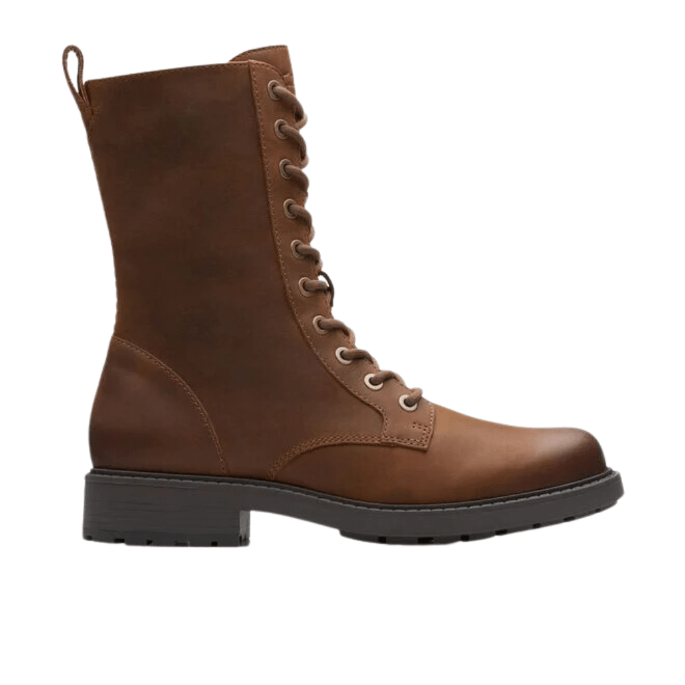 brown clarks womens lace up boots