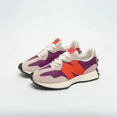 size New Balance 327 purple orange collab