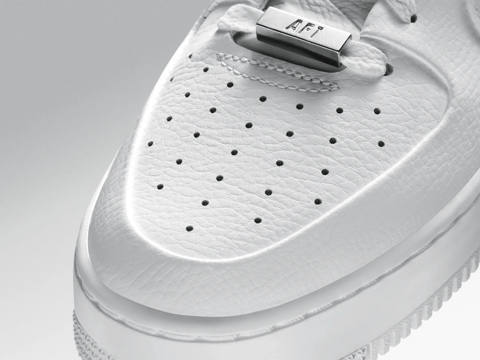 white nike air force 1 close up on toe box