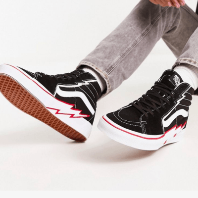 Vans Sk8 Hi Flame on men's feet