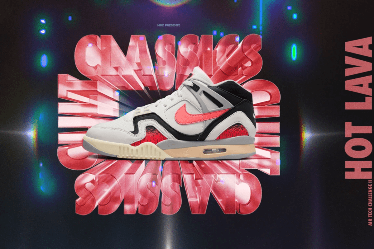 De Nike Air Tech Challenge 2 'Hot Lava' is eindelijk hier