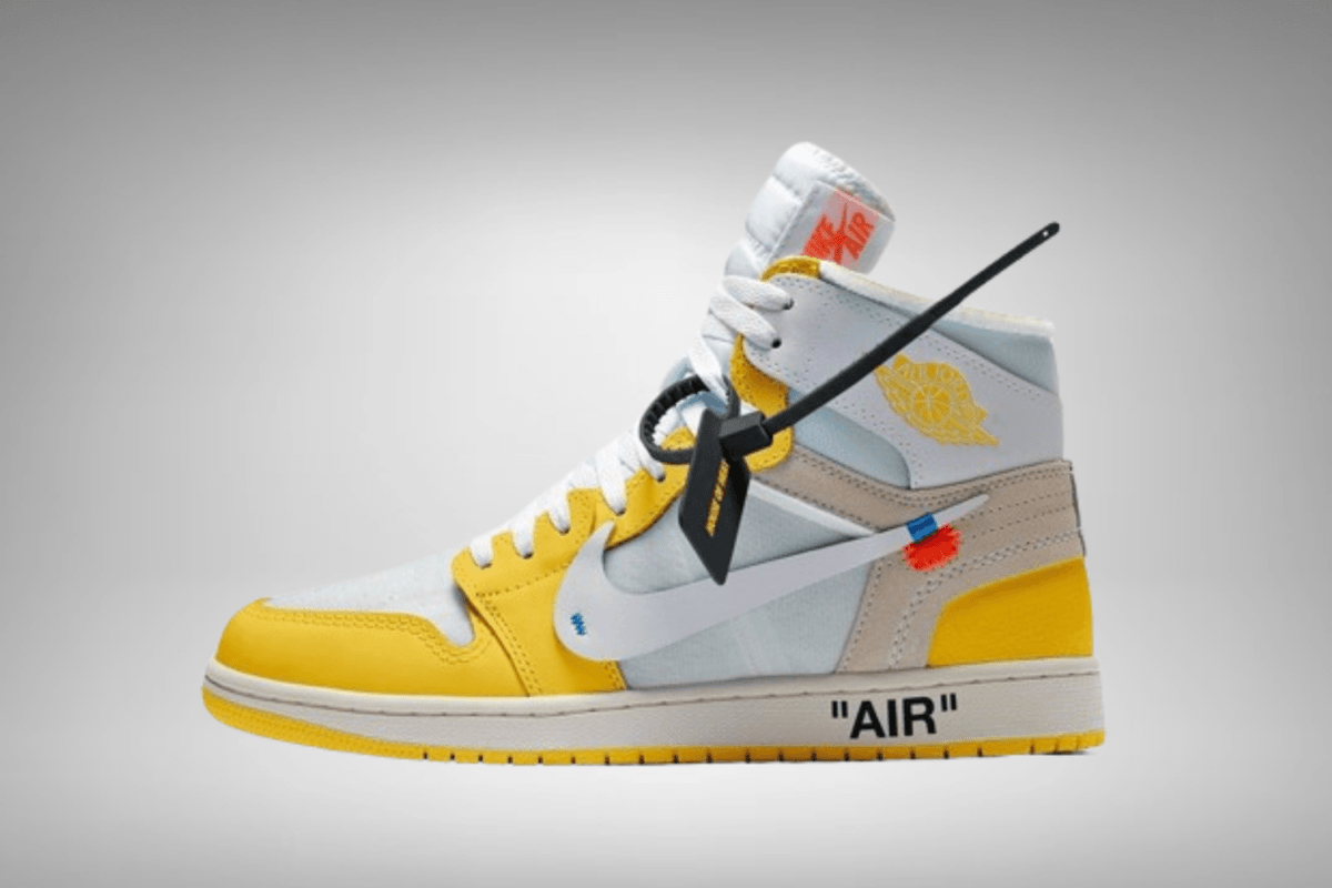 De Off-White x Air Jordan 1 High &#8216;Canary Yellow&#8217; wordt in 2025 verwacht