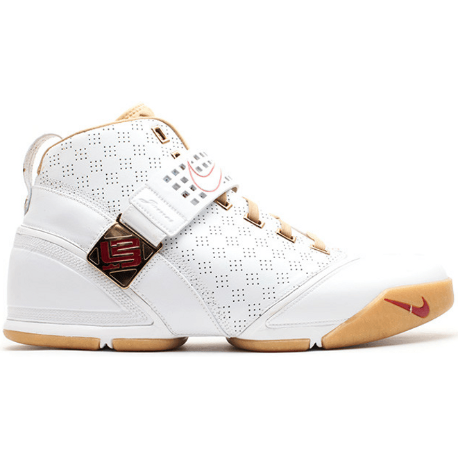 Nike LeBron 5 White Crimson Metallic Gold