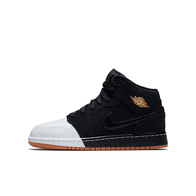 Jordan 1 Mid Black White Gold (GS) 555112-021