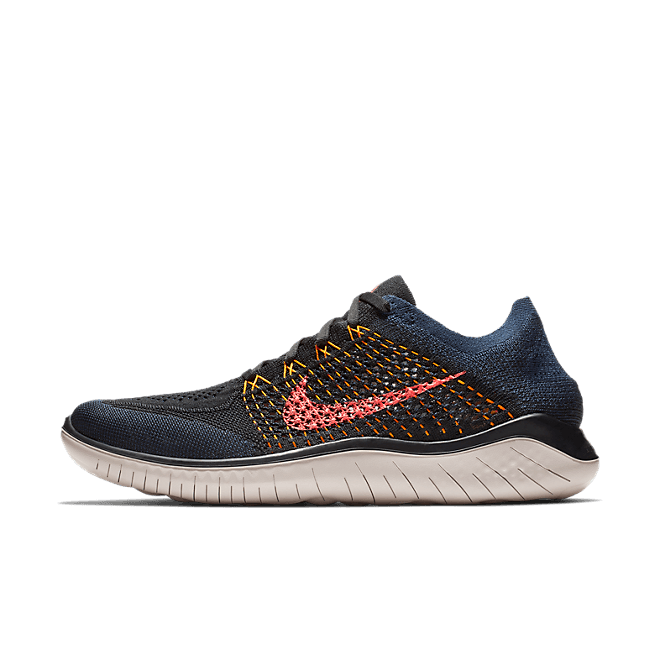 Nike Free RN Flyknit 2018 Black Flash Crimson Orange Peel 942838-068