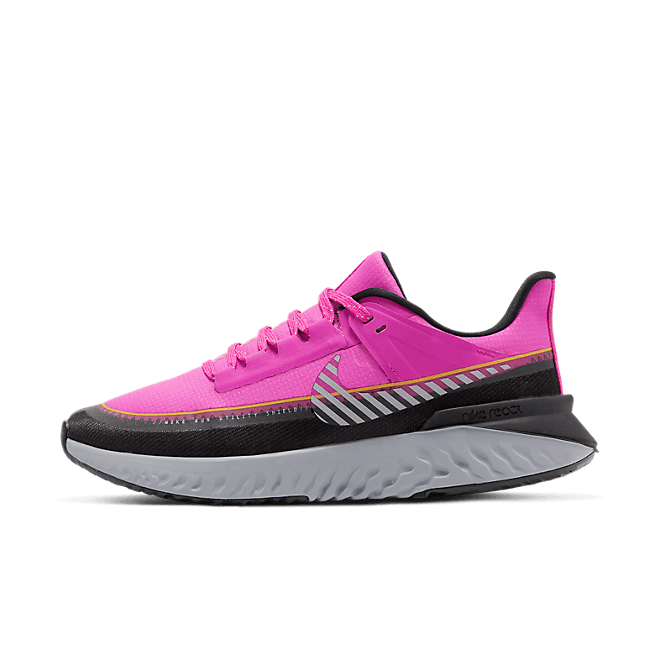 Womens Nike Legend React 2 Shield 'Fir Pink' Fire Pink/Metallic Silver WMNS BQ3383-600