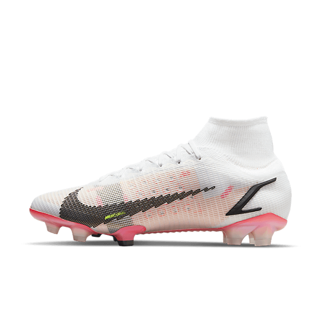 Nike SUPERFLY 8 ELITE FG Firm Ground WHITE BLACK-BRIGHT CRIMSON-PINK BLAST CV0958-121