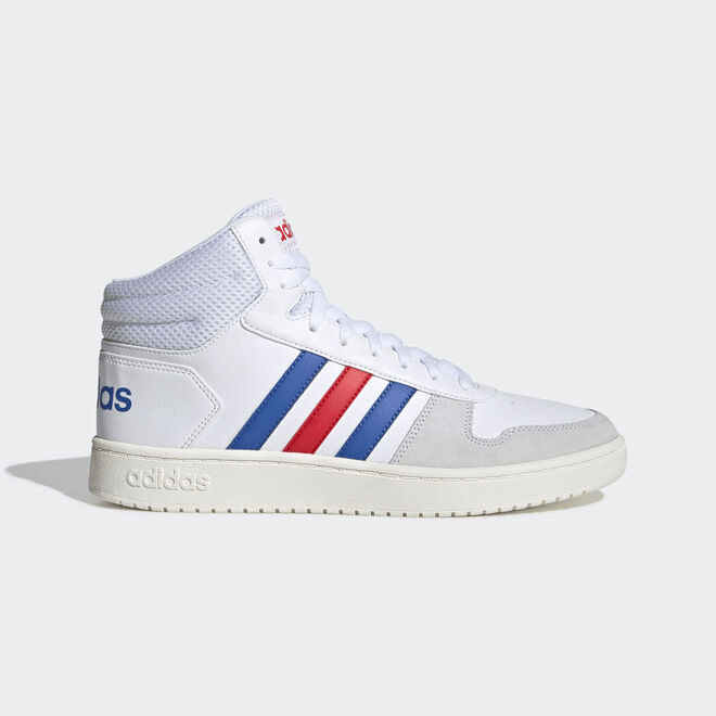 adidas Hoops 2.0 Mid White Blue Red EE7382