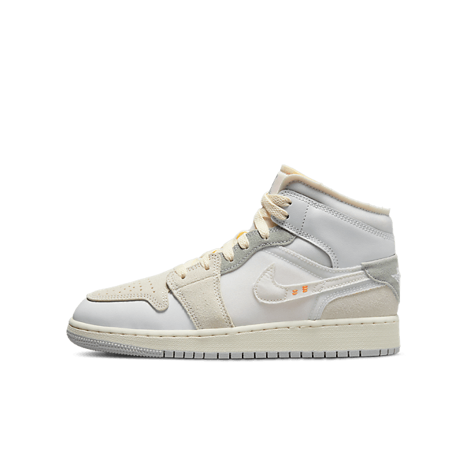 Jordan 1 Mid SE Craft Inside Out White Grey (GS) DQ3726-100