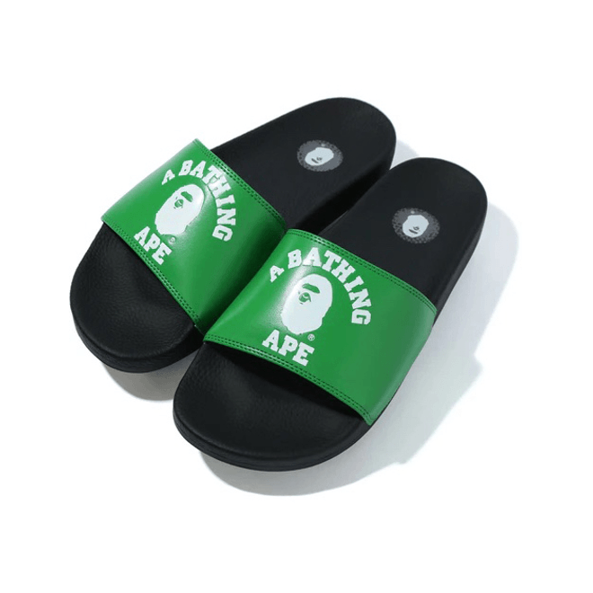 A Bathing Ape College Slide Sandals Green (FW22)