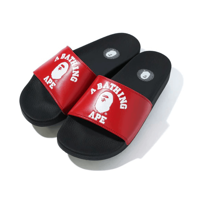 A Bathing Ape College Slide Sandals Red (FW22) 1G20-191-011/001FWG201011_RED