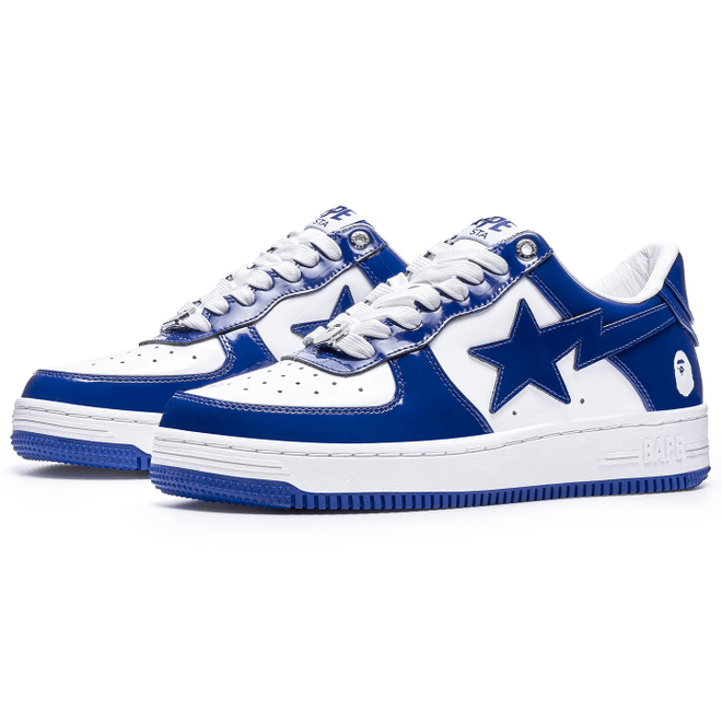 A Bathing Ape Bape Sta Patent Leather White Blue (2023) 1I70-291-021/1I70-191-022