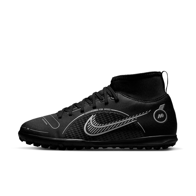 Nike Mercurial Superfly 8 Club TF GS 'Black Metallic Silver'