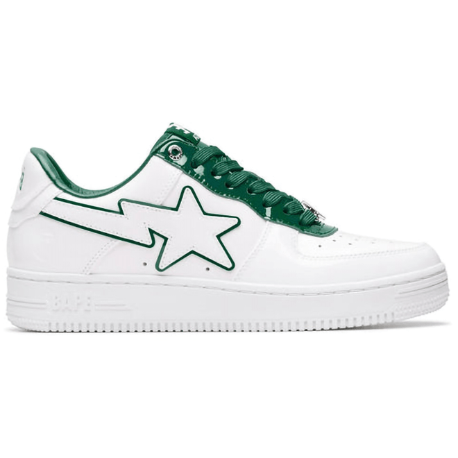 A Bathing Ape Bape Sta Patent Leather White Green 1J30-191-017/1J30-291-017