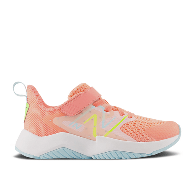 New Balance Rave Run v2 Bungee Lace Top Strap Big Kid X-Wide 'Grapefruit' YTRAVGH2-XW