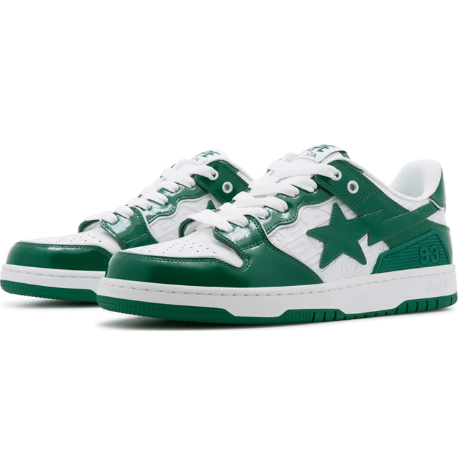 A Bathing Ape Bape SK8 Sta Green White Patent 001FWJ201003-GRN/1J20-191-003-GRN/1J20-291-003-GRN