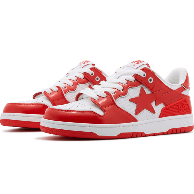 A Bathing Ape Bape SK8 Sta Red White Patent 001FWJ201003-RED/1J20-191-003-RED/1J20-291-003-RED