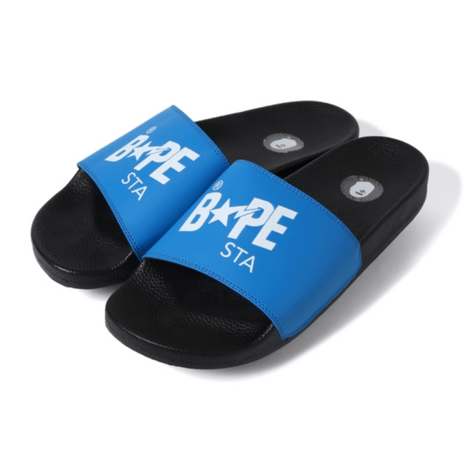 A Bathing Ape Bape Sta Slide Black Blue BPSTASLD-BLU