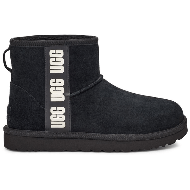 UGG Classic Mini Side Logo Boot Black White (Women's)