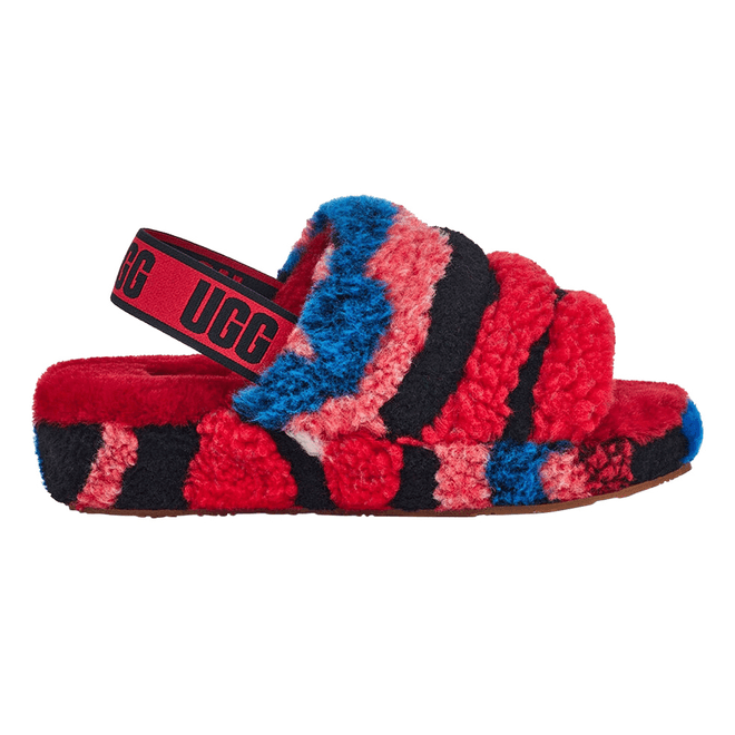 UGG Fluff Yeah Slide Cali Collage Red (Women's) 1118164-RED