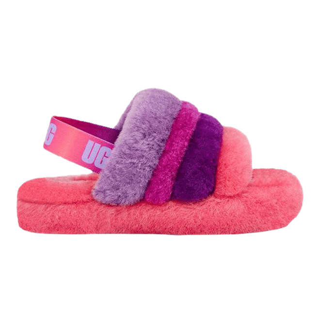 UGG Fluff Yeah Slide Pink Purple Rainbow (Kids) 1120075K-PPRB