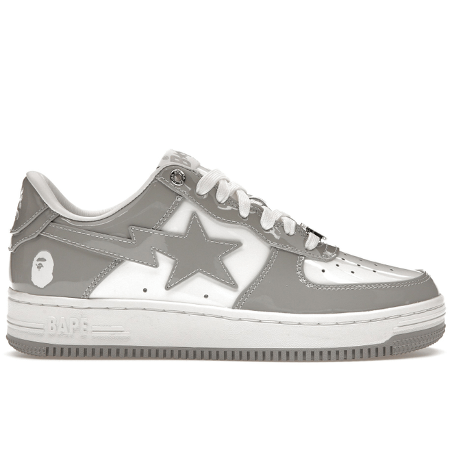 A Bathing Ape Bape Sta Patent Leather White Grey (2023) 1I70-291-021/1I70-191-022/0ZXSHMX91001J-GYA/0ZXSHWX91001J-GYA