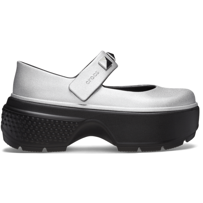 Crocs Unisex Stomp Metallic Mary Jane Shoes Silver 