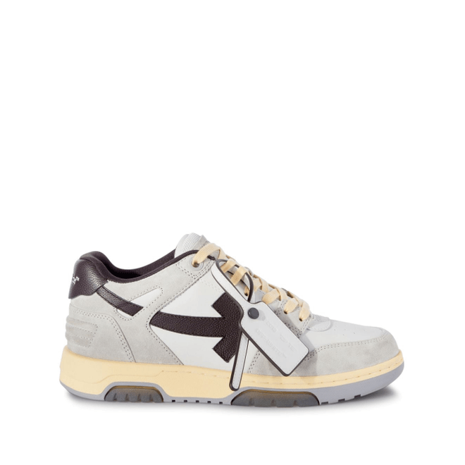 Off White Out Of Office OOO Leather Low Tops Grey Anthracite Brand New OMIA189S24LEA0110511