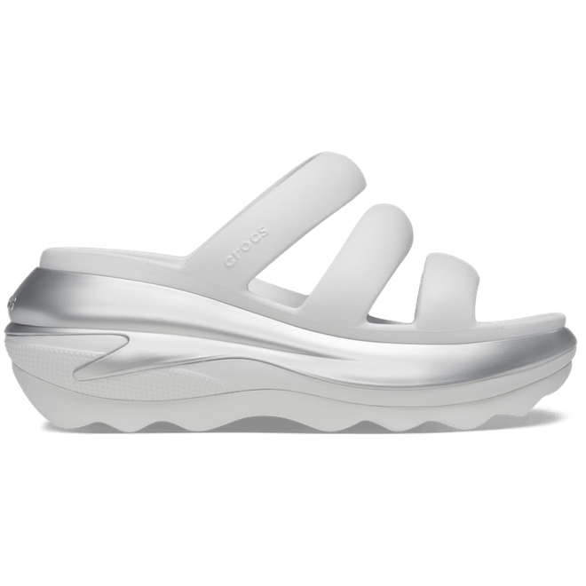 Crocs Unisex Mega Crush Metallic Triple Strap Slides Moonlight/Silver 