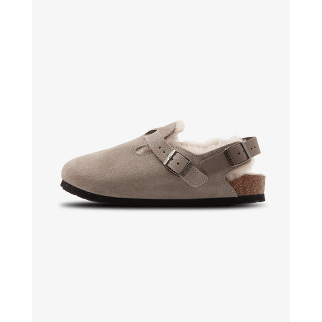 Birkenstock Tokio Shearling Suede Leather Narrow Taupe 1028349