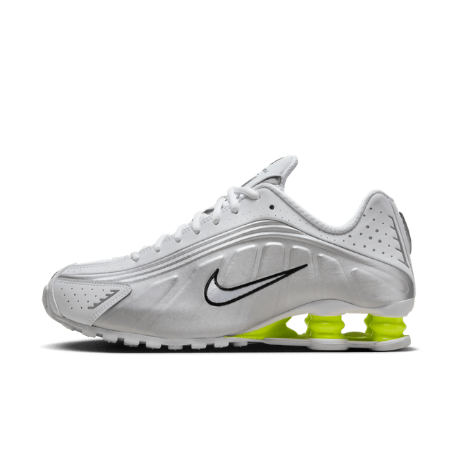 Nike Shox R4 White Metallic Silver Volt (Women's) AR3565-102