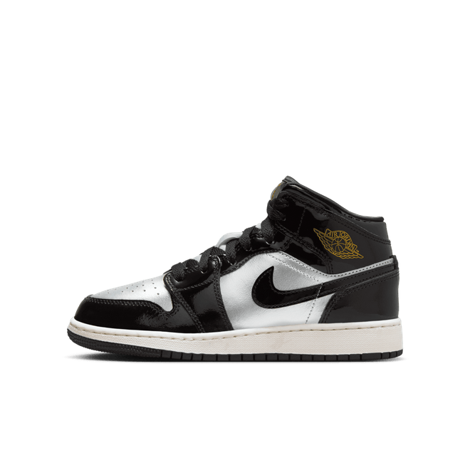 Air Jordan 1 Mid SE Black Metallic Silver Sail Metallic Gold (GS) FZ3938-001