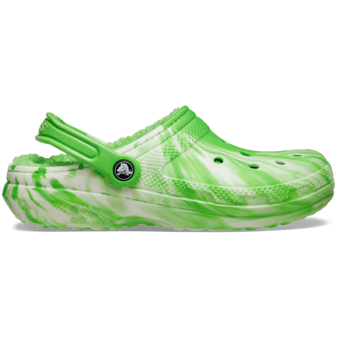 Crocs Unisex Classic Lined Glow-in-the-Dark Marbled Clogs Green Slime 