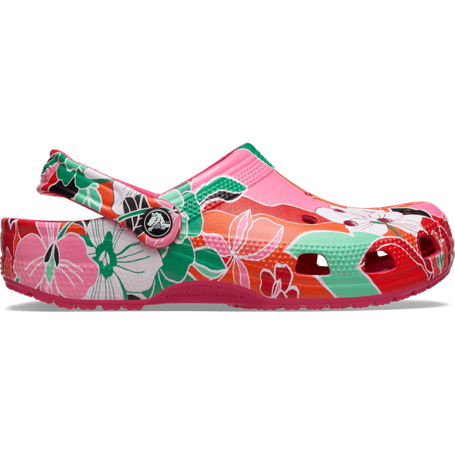 Crocs Unisex Classic Woodcut Floral Clogs Dragon Fruit 