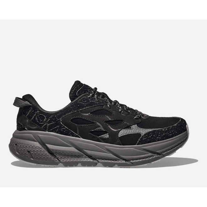 HOKA Elite Terrain System Clifton L Suede Lifestyle  Black