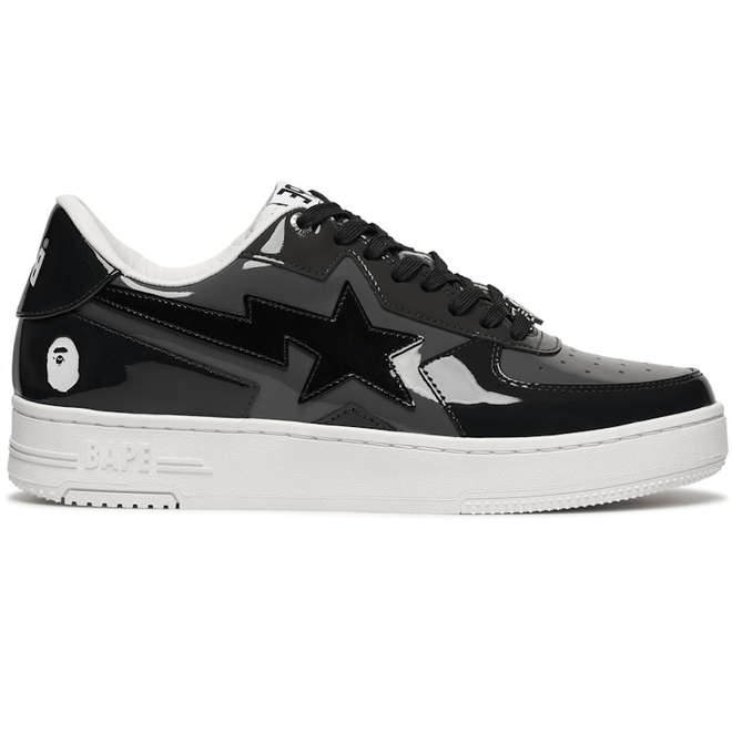 A Bathing Ape Bape Sta Icon Low Black Grey Patent 1K80-191-308-BLK/1K80-291-308-BLK/001FWK801308M-BLK