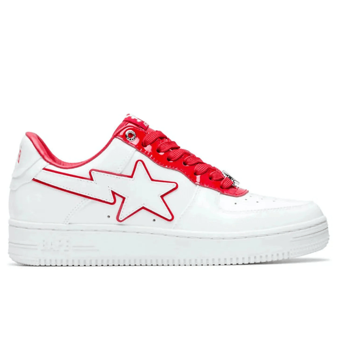 A Bathing Ape Bape Sta Patent Leather White Red 1J30-191-017