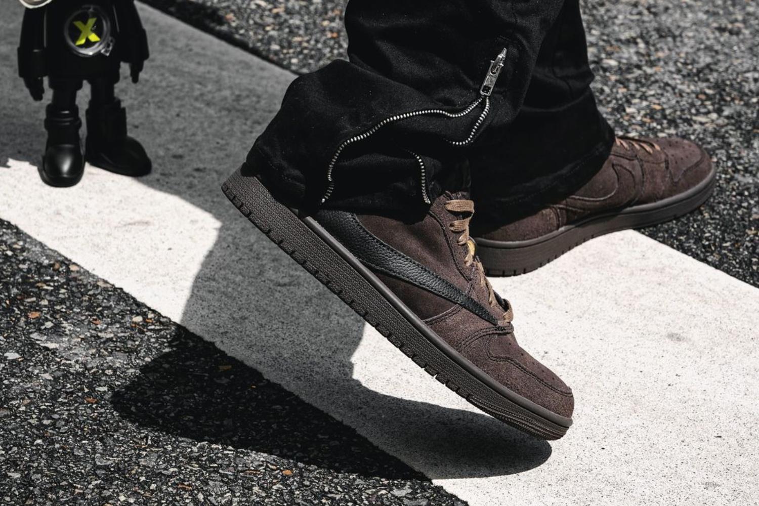 New images of the Travis Scott x Air Jordan 1 Low OG 'Velvet Brown'