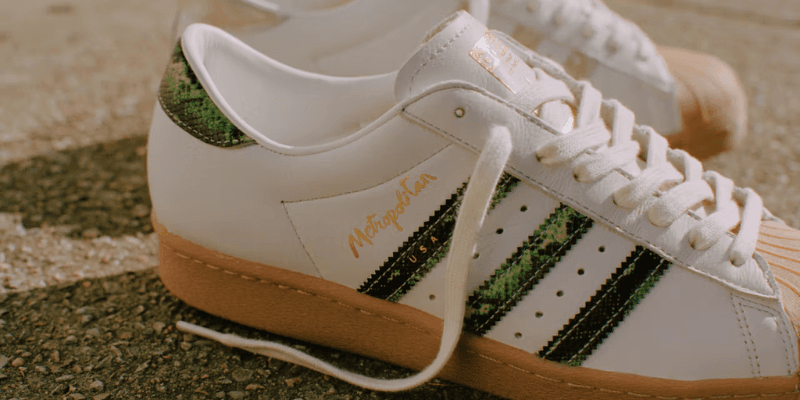 adidas Superstar closeup white with green detail