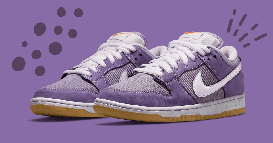 De Nike SB Dunk Low &#8216;Lilac&#8217; is onderdeel van het Unbleached Pack