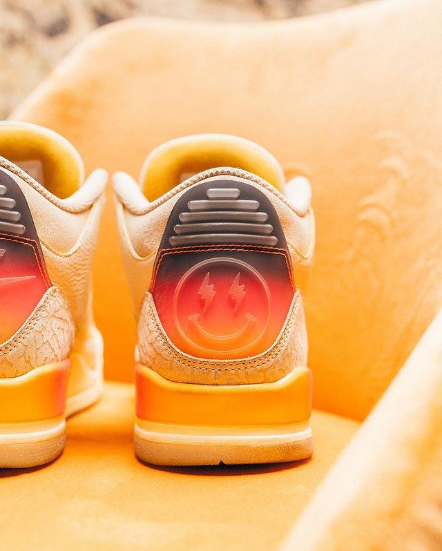 J Balvin x Air Jordan 3 'Medellín Sunset' hiel tab