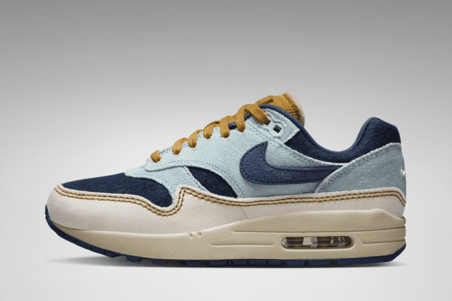 Bekijk de officiële beelden van de Nike Air Max 1 &#8217;87 Denim &#8216;Aura&#8217;